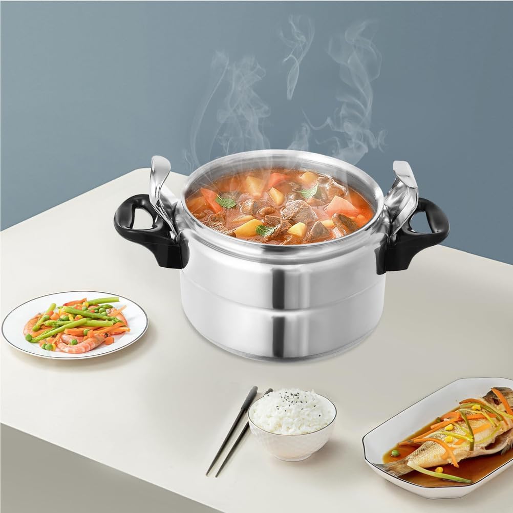 Pressure Cooker Kitchen Accessories, Heavy-Duty Aluminum Explosion-Proof Cooking Pot Composite Multi-Layer Bottom Suitable for Gas Stoves, Natural Gas,9L