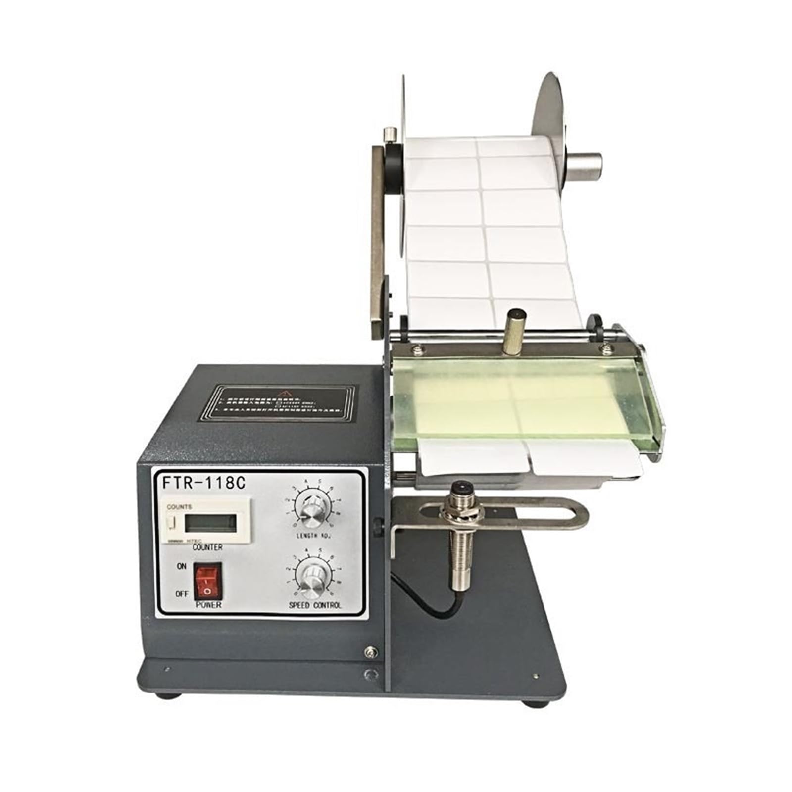 Automatyczny dozownik etykiet o szerokości 120 mm FTR-118C Automatyczna maszyna do usuwania etykiet z funkcją liczenia dla profesjonalistów i majsterkowiczów