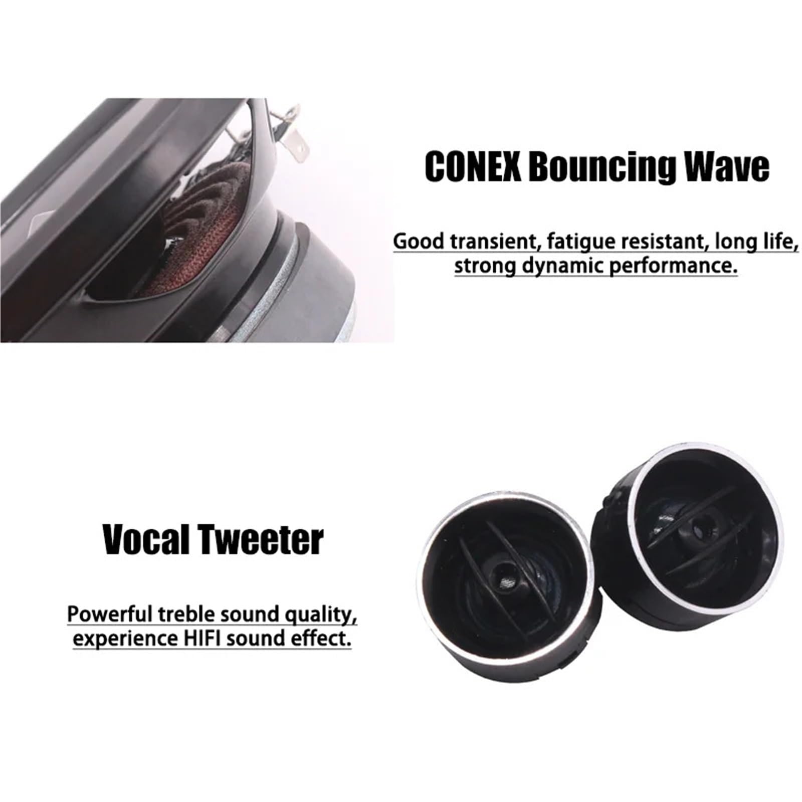 Audio para Coche Tweeters para Coche Kit de Audio para automóvil de 6,5 Pulgadas, 4 ohmios RMS, 50 W, Altavoz de música estéreo HiFi de Rango Completo para Puerta Delantera