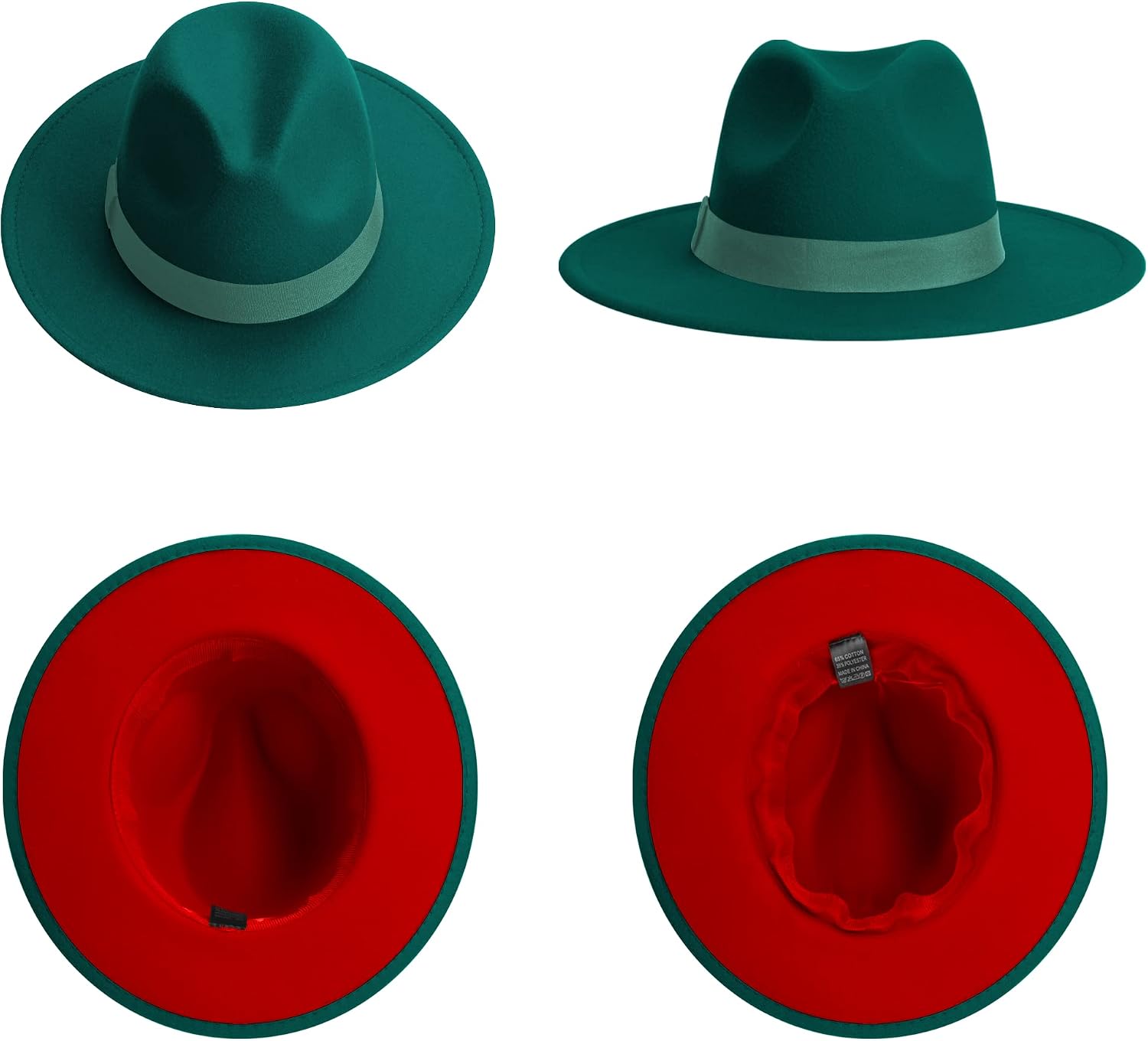 Wide Brim Fedora Hats for Women & Men Classic Dress Panama Hat Adjustable Felt Hat with Band image 4
