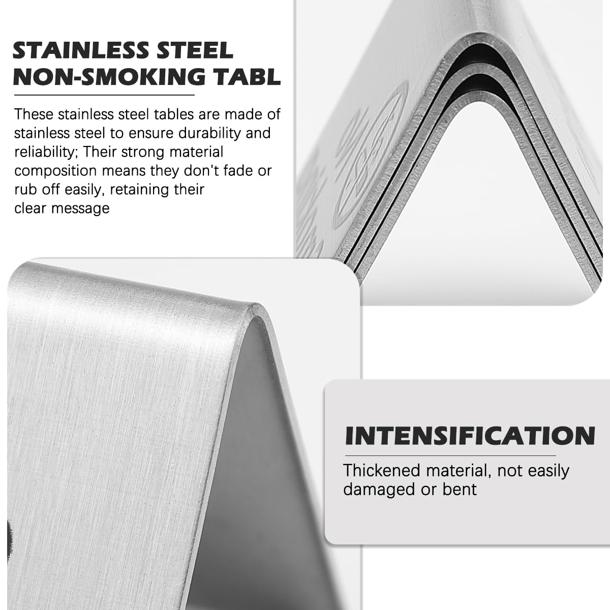 QERUTK 3pcs No Smoking Signs, Non-Smoking Desk Logo Indicator, Stainless Steel No Smoking Sign - Image 3