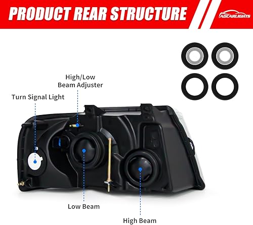 Miniatura 3 de Para Ford Expedition 2003, 2004, 2005, 2006, compatible con Ford Expedition 03-06, carcasa cromada, reflector ámbar, repuesto par izquierdo y derecho