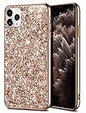 Wollony iPhone 11 Pro Max Case Glitter Sparkle Bling Shiny Cover for Girl Ultra Slim Durable Hybrid TPU Shockproof Bumper Hard Anti-Slip Back Protective Cover for iPhone 11 Pro Max 6.5inch Rose Gold