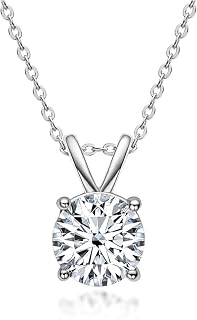 Lab Grown Diamond Necklace 0.25-4ct Certified F-G VS1-VS2, 14K Solid Gold 4-Prong Pendant for Women, 16+2" Extender - The Diamond Channel