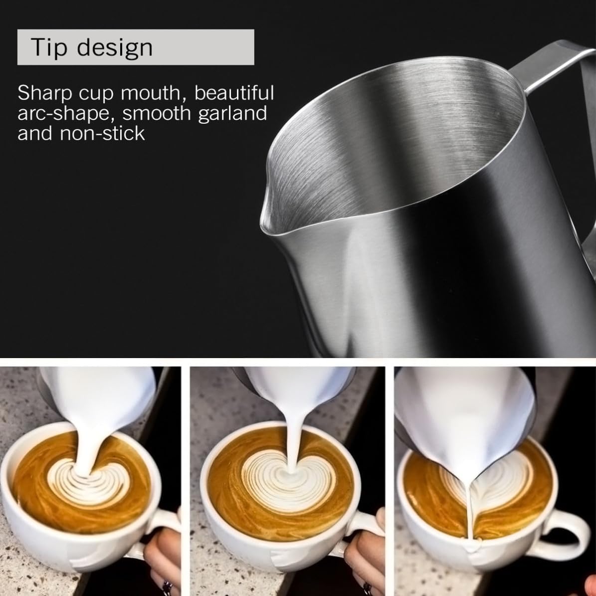 Stainless Steel Latte Art Milk Cup 200ml for Home Kitchen Coffee