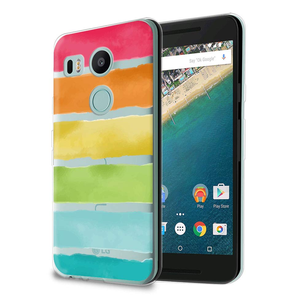 HELLO GIFTIFY HelloGiftify Rainbow Watercolor TPU Soft Gel Protective Case. Compatible with Nexus 5X