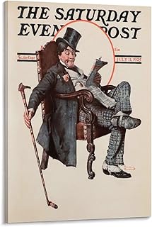 ZMLFJEA 40+Norman Rockwell Illustration Art Country Gentleman (Man Reaching for Cigar with Cane), 1925 Canvas Wall Art Print Poster For Home School Office Decor Framed 12x18inch, style-10