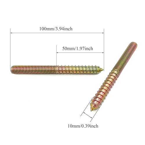Miniatura 9 de Yoliko Paquete de 12 pernos de suspensión M10 x 60 de 2.362 in (2.36 pulgadas) de doble cabeza de 0.394 in (0.39 pulgadas) Tornillo de clavija de