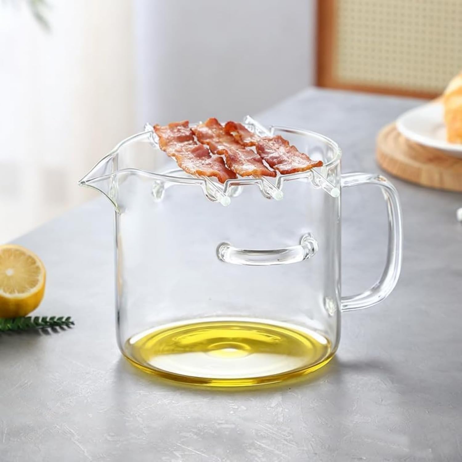 Glass Microwave Bacon Cooker, 2026 Upgrade Glass Bacon Grill, Heat Resistant, Non-Stick Oil, Multi Glasses Bacons Grill with Grease Rack, Great for Home, Dorm, Apartment & Time-Saving Cooking (1pcs)