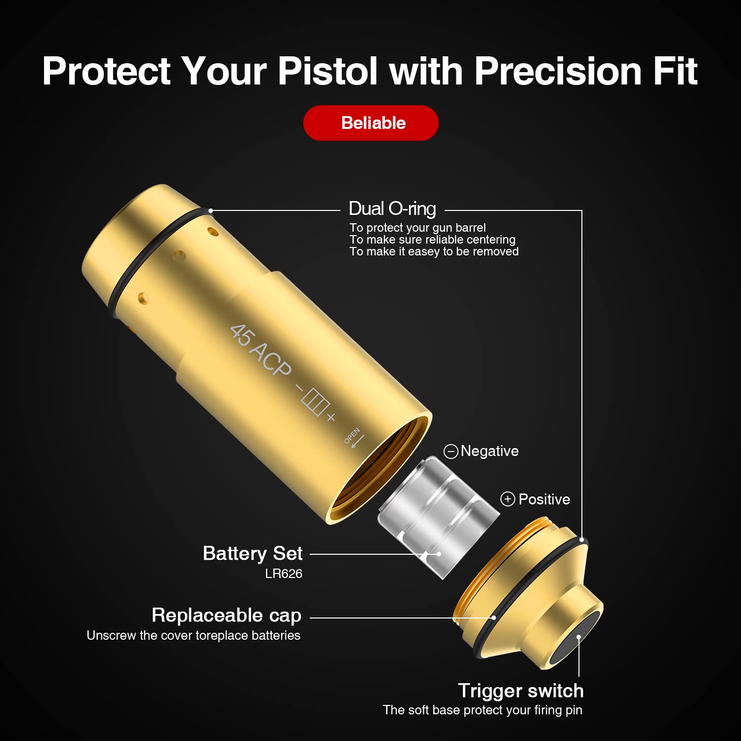 DEFENTAC .45 ACP Laser Training Cartridge For Dry Fire