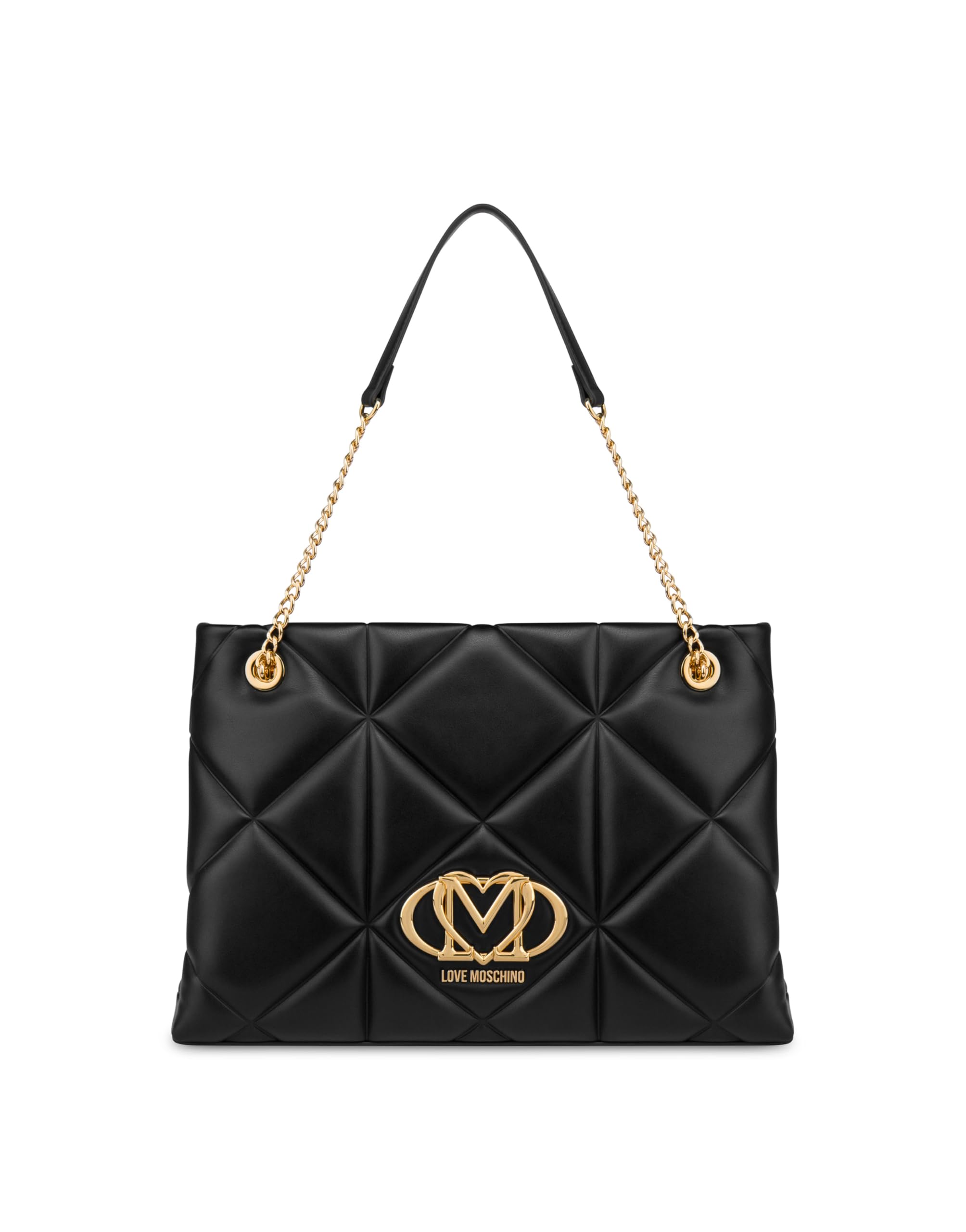 Love Moschino Women's Black Shoulder Bags, One Size, Quilted Shoulder Bag Chain Strap