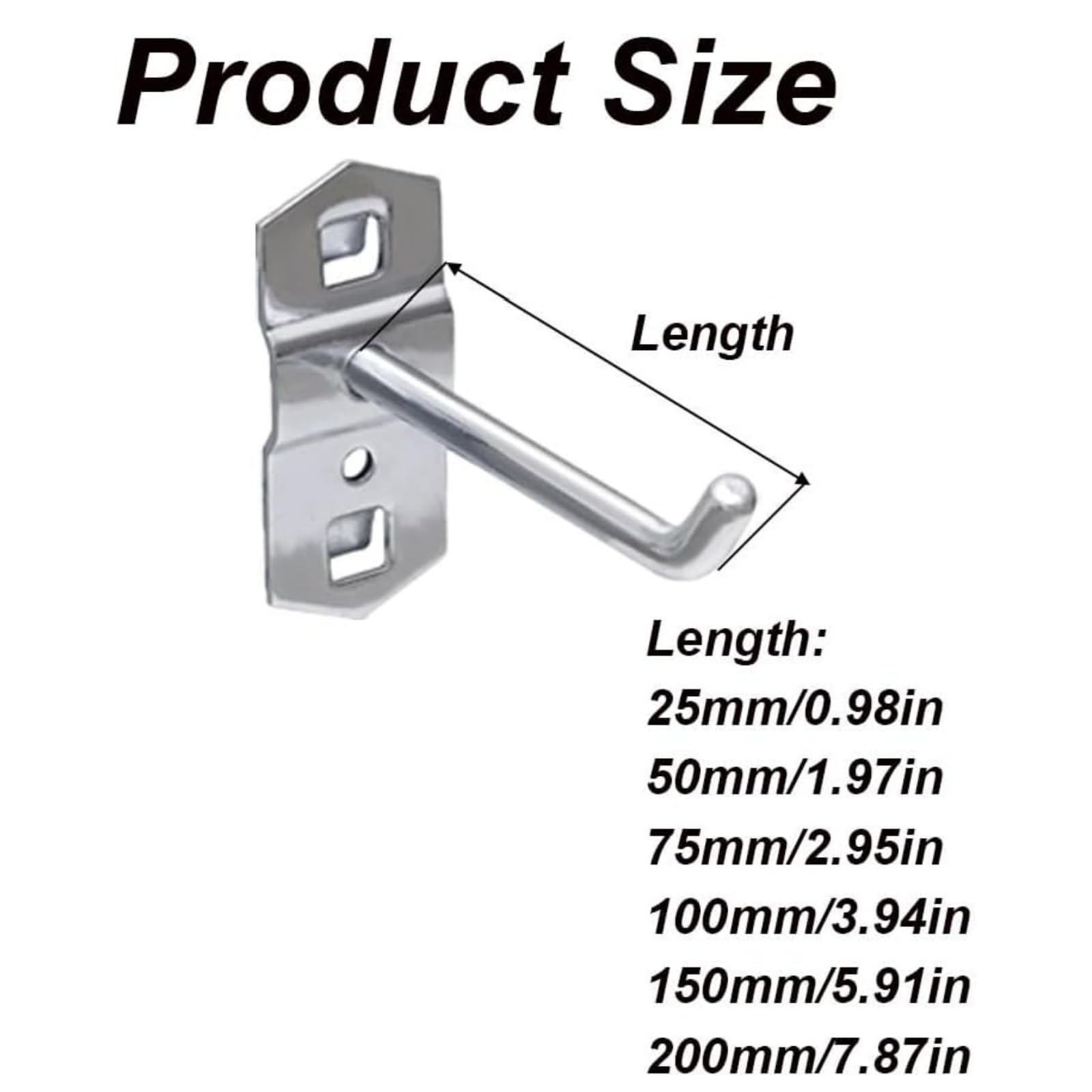 Generisch Supermarkt Regal Haken, Heavy Duty Quadrat Lochplatte Hakens, Metall Display Regal Haken für Supermarkt Garage Einzelhandel,lochwand haken,lochwand zubehör (200mm, 20 PCS)