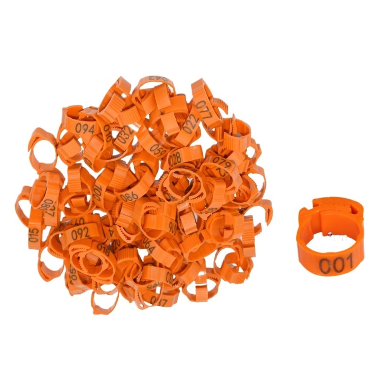 SCMYZLYD Chicken Identification Band, Poultry Tags 25/100 Pack Multicolor Plastic Digital Label Buckles For Chicken Duck Goose(Chicken Orange 25pcs)