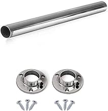 Round Rail 25mm Wardrobe Polished Chrome Hanging Tube Cut to Size + END SUPPORTS and SCREWS (1100mm (1.1m) ~43.3?)