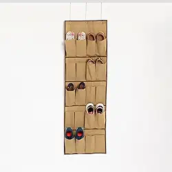 Sapateira Suspensa para Porta Organizador de Sapatos Vertical com 20 Bolsos 10 Pares Multiuso (Marrom)