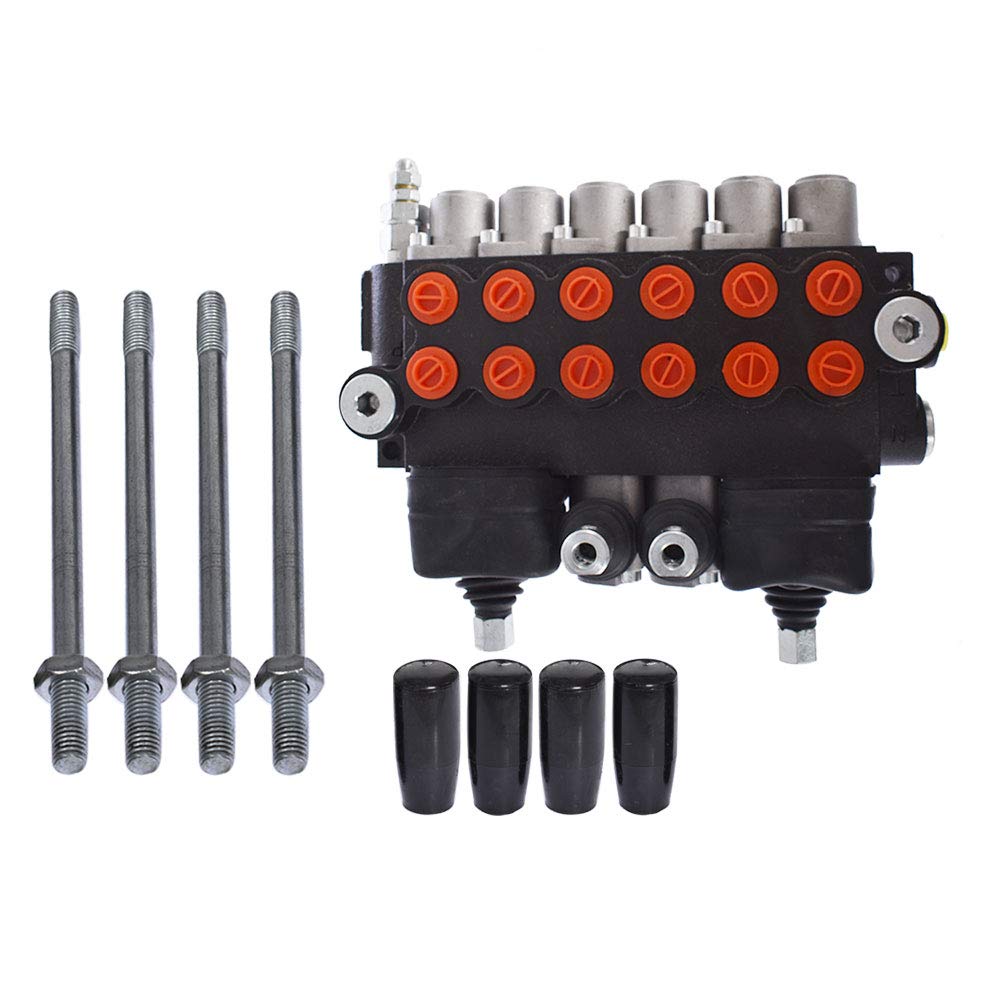 Distributeur hydraulique à Double Effet, 6 tiroirs, 11 GPM, 3625 PSI, avec 2 joysticks et Ports SAE, pour Petits tracteurs, tracteurs, chargeuses et fendeuses de bûches.