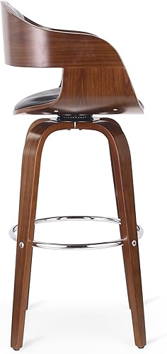 Miniatura 5 de Taburete de bar giratorio tapizado moderno de mediados de siglo de 30 pulgadas con marco de nogal, altura de mostrador para isla de cocina, sillas