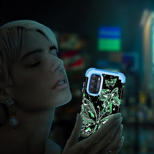 Miniatura 6 de Miqala Funda para Moto G Stylus 2022 5G4G, brillante en la oscuridad, tres capas de plástico duro resistente a prueba de golpes + funda protectora