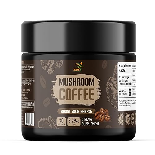 Café en polvo de hongos 5.29 oz, mezcla de 9 hongos con melena de león, reishi, chaga, cordyceps y más, energía natural y enfoque - vegano, sin OMG,