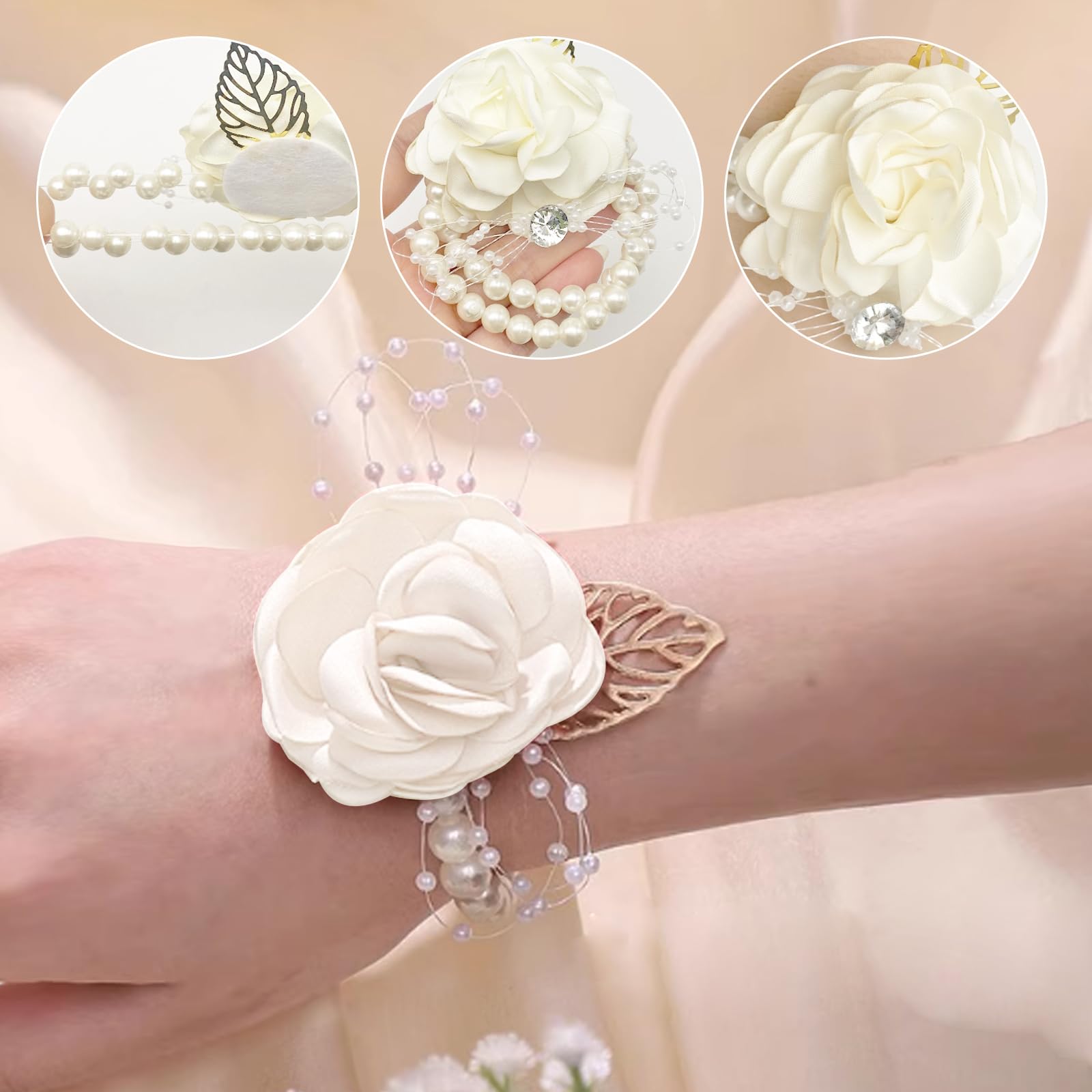 Rosa polso corpetto damigella d'onore fiori da polso accessori da sposa festa Pr