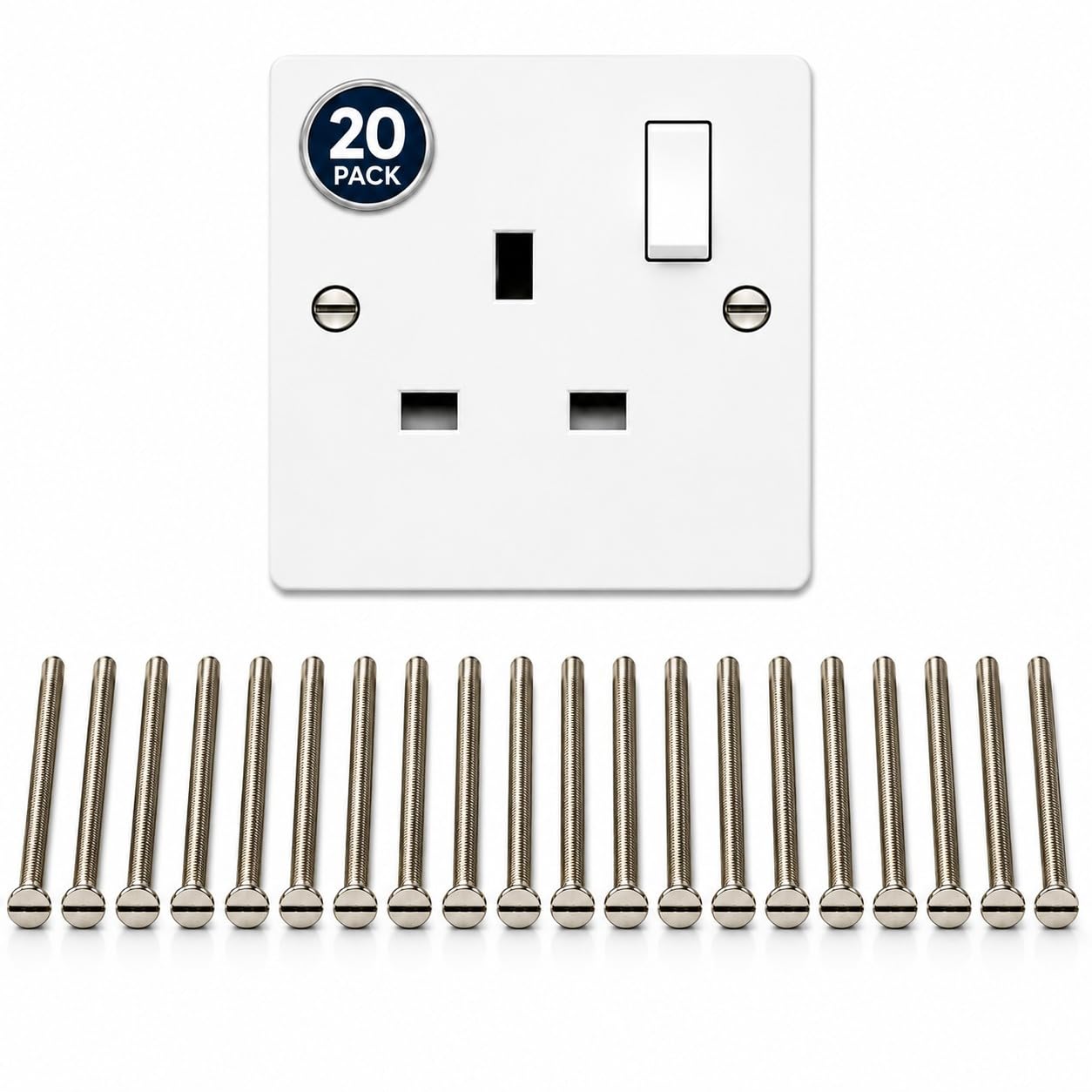 M3.5 Electrical Socket Screws | Slotted Countersunk | 40, 50 & 75mm | 10/20 Pack | Nickel Plated (20pk)