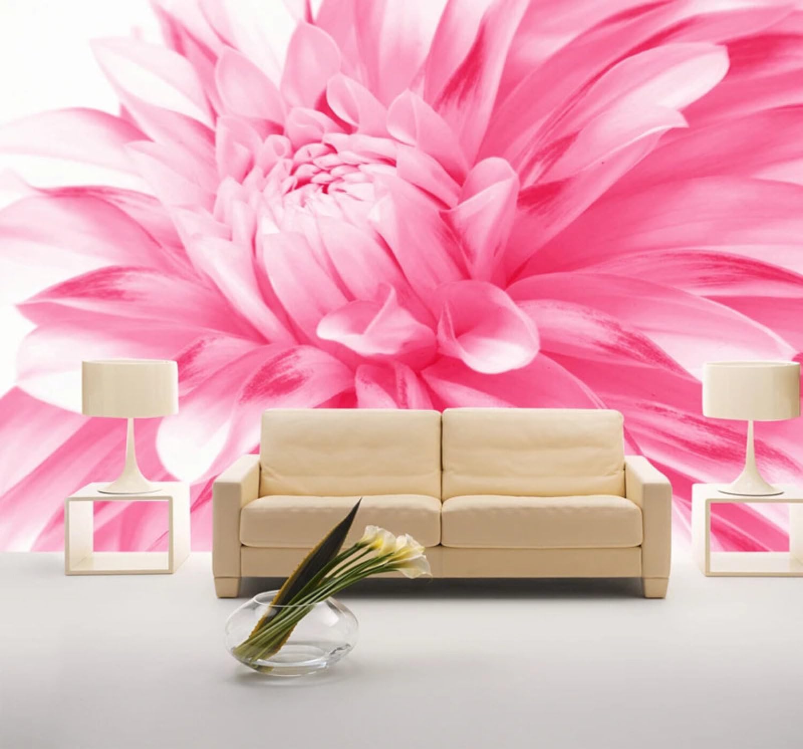 Tzxztt Beautiful Minimalist Three Dimensional Pink Flowers Modern 3D Wallpaper Premium Textured Silk Neutral Tones Material Ideal for Living Room Bedroom-350cm×256cm