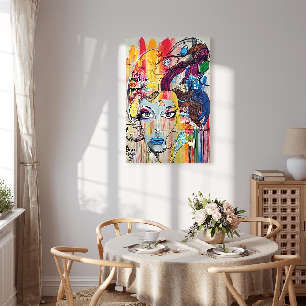 B&D XXL - Akustikbild Poster Frau Gesicht, Schallschutz, Wohnzimmer, Büro | Verbessert Raumakustik, reduziert Hall, ideal fürs Büro oder Wohnzimmer, hochwertige Verarbeitung, schnelle Montage, stilvoll