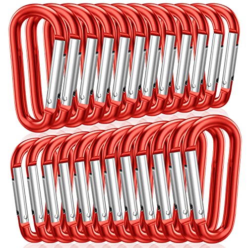 Image of STURME 2 inch Aluminum D Ring Carabiners Clip D Shape Spring Loaded Gate Small Keychain Carabiner Clip Set Outdoor Camping Mini Lock Snap Hooks Spring Link Key Chain Durable Improved 24 PCS