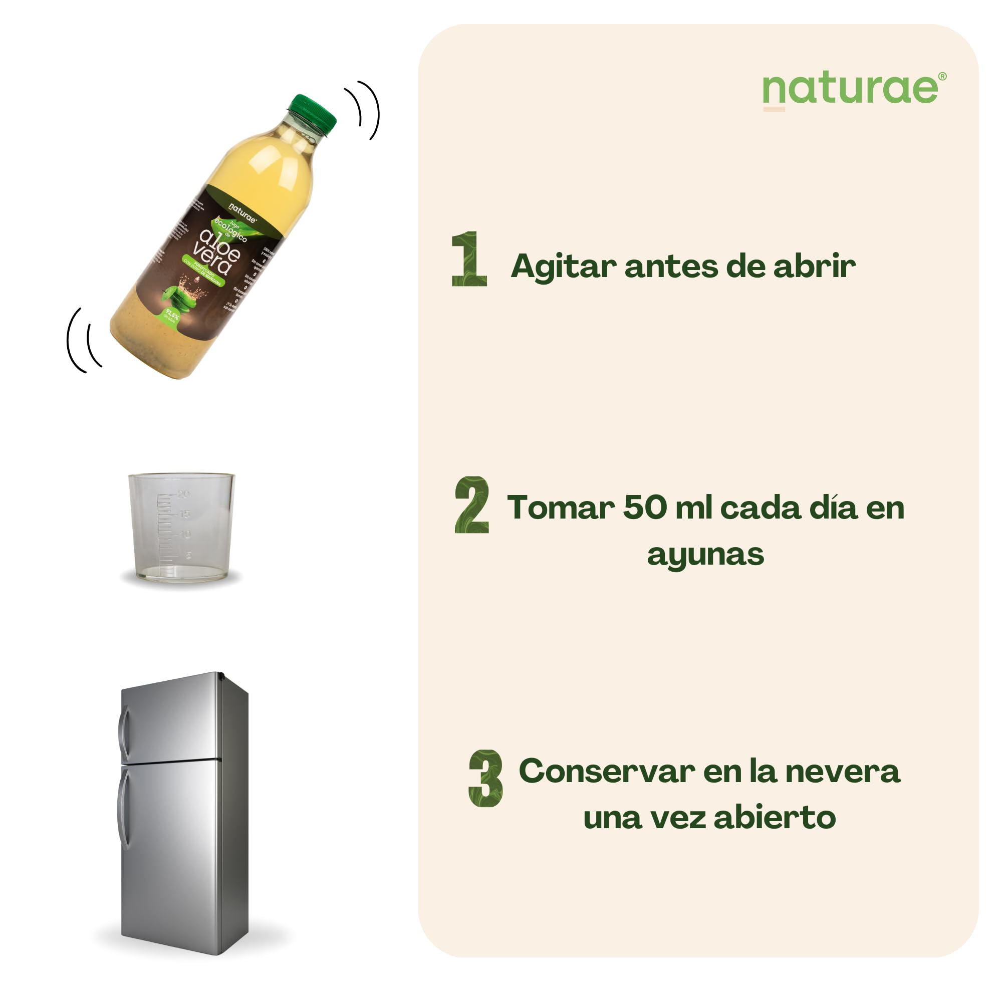 NATURAE – Jugo de Aloe Vera con Manzana – Refrescante y digestivo – Ecológico – Pack de 3 Botellas de 1L - Fabricado en España