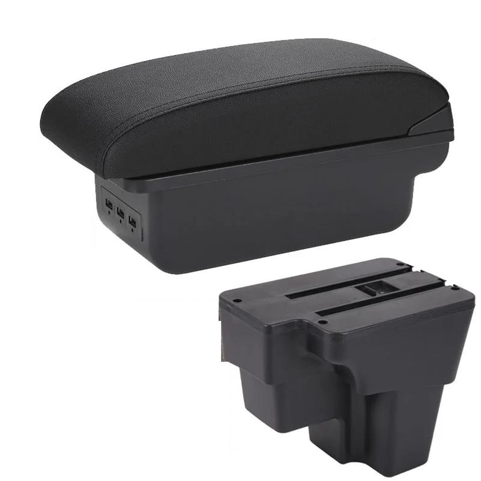 NOHEEU Car Armrest Europe South Retrofit Parts Storage Box Accessories For STONIC For Cerato For RIO 2015-2022(B2 Black line 3USB)