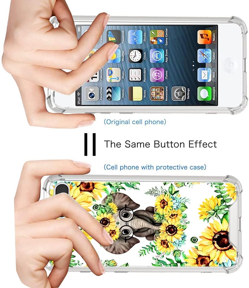 iPod Touch 5 6 7 Case Sunflower Floral with Lanyard Neck Strap for Women Girls Protective Shockproof Heavy Duty Flower Elephant Pattern MP3 Player Bumper Cover Case for iPod Touch 5/6/7th Generation : Electronics