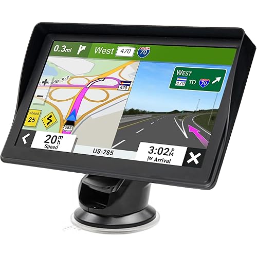 GPS Navigator for Car Truck RV - 7'' HD Touchscreen Navigation System, Latest 2025 Maps Free Lifetime Updates, Speed & Red Light Warning, Turn-by-Turn Voice Guidance, GPS Navigation for All Cars