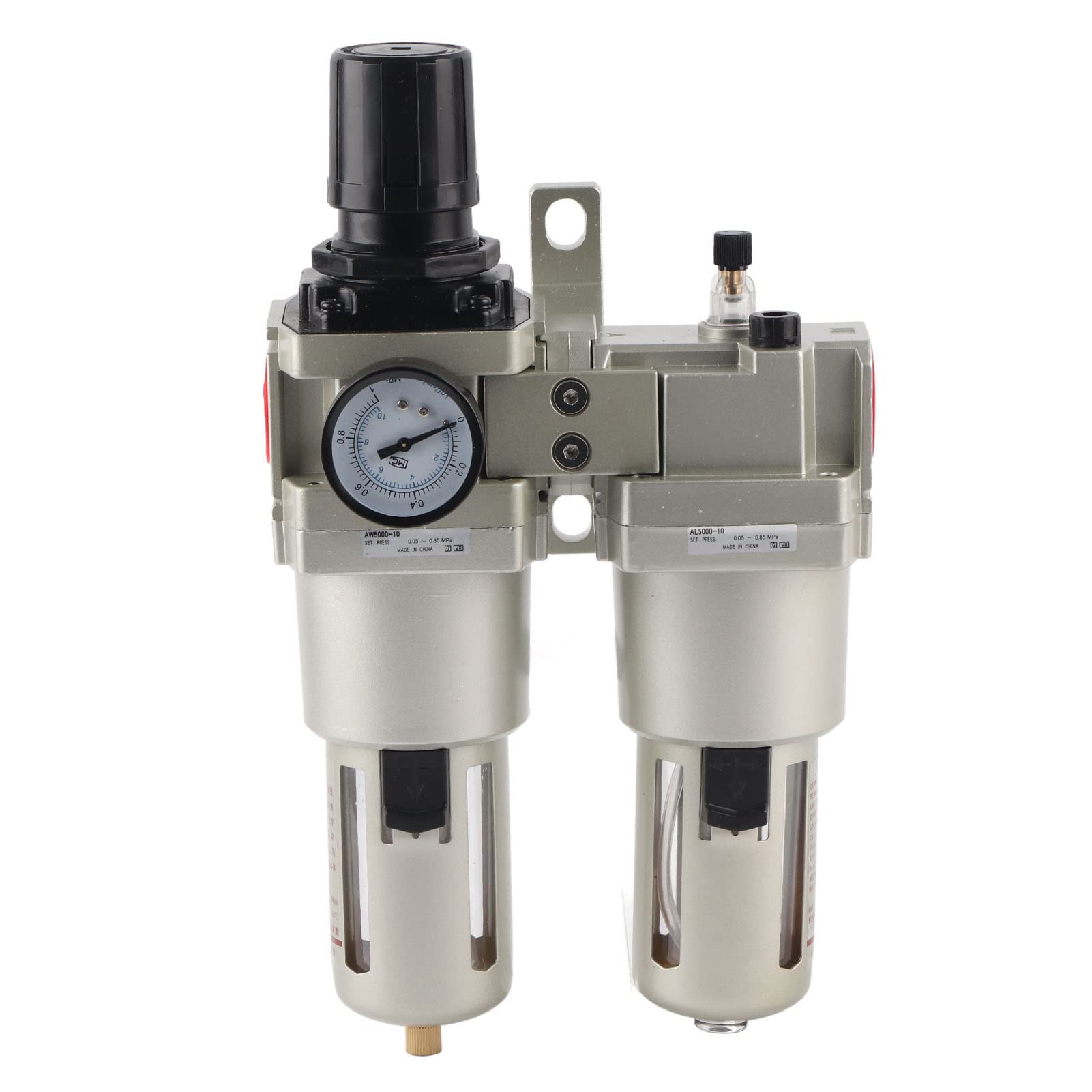 Separador de Aceite de Agua, Regulador de Filtro de Aire Comprimido con Manómetro de Latón 0,05 0,85 MPa, para Sistemas Neumáticos Farmacéuticos de Tratamiento Químico de Agua (G1)
