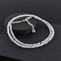 Vista 149 de Natural Moonstone Gemstones Choker Necklace, Faceted Rounds Beads, Silver Plated Jewelry, Healing Crystals, Birthday, Handamde, Minimalist, Women