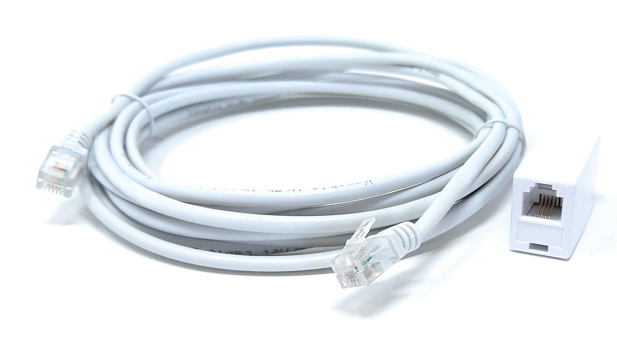 DRUT 4m RJ11 to RJ11 ADSL 2+ Male to Male Cable with Female Coupler, BT Telephone, Broadband, Modem Extension Lead - Image 2