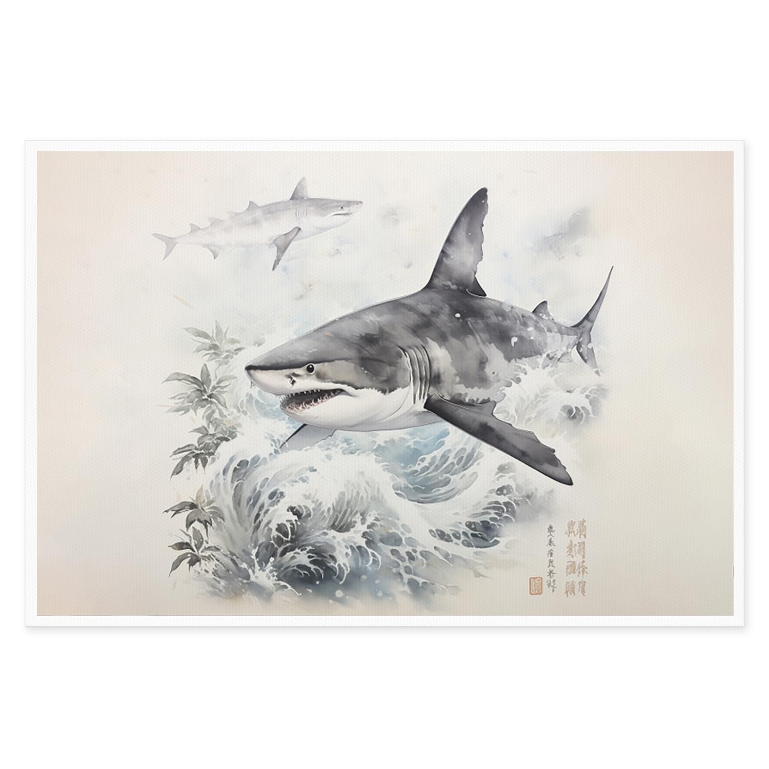 Amazon.co.jp: 絵画 海のサメですインテリア 絵画 動物ですアート