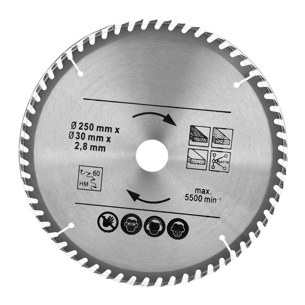 Dioche Circular Saw 250mm 48T 60T Saw Disc 30mm Bore Carbide Alloy Durable Multi Function Thin Kerf for Wood Cutting Natural Hard Soft Abrasive Wood Veneered Plywood