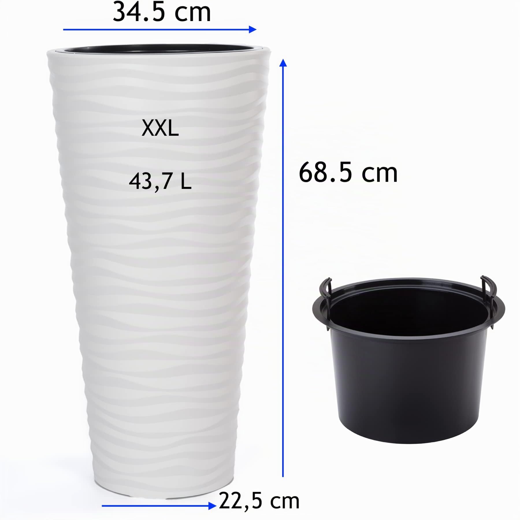 MELTOM Lot de 2 Pots de Fleurs Ronds Fins Effet 3D XXL 3XL