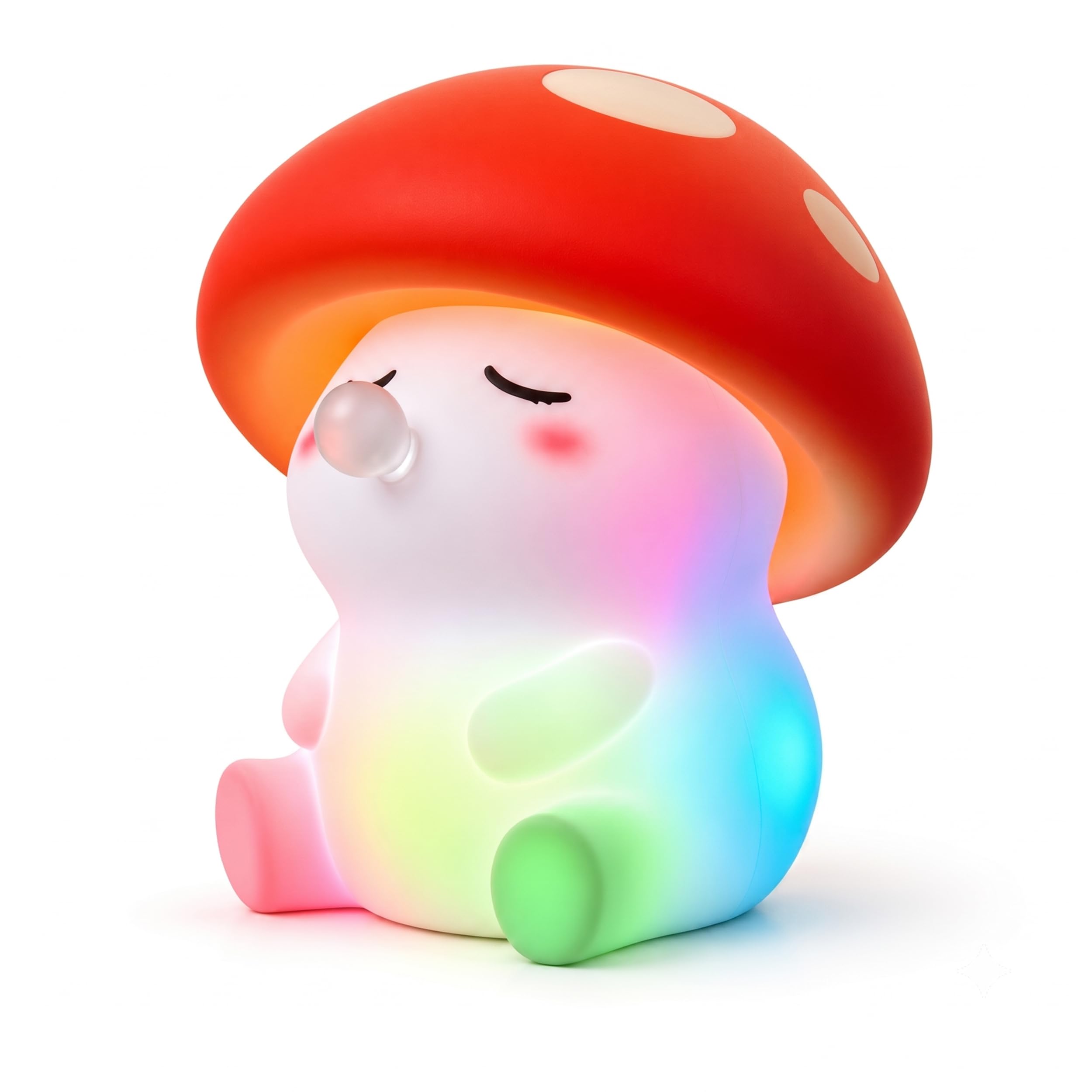Mushroom Night Light for Kids, Tap Control Color Changing Silicone Bedside Lamp, USB Rechargeable Cute Nursery Lamp, Birthday Gifts for Toddler Girls Boys, Bedroom Decor (Colorful)
