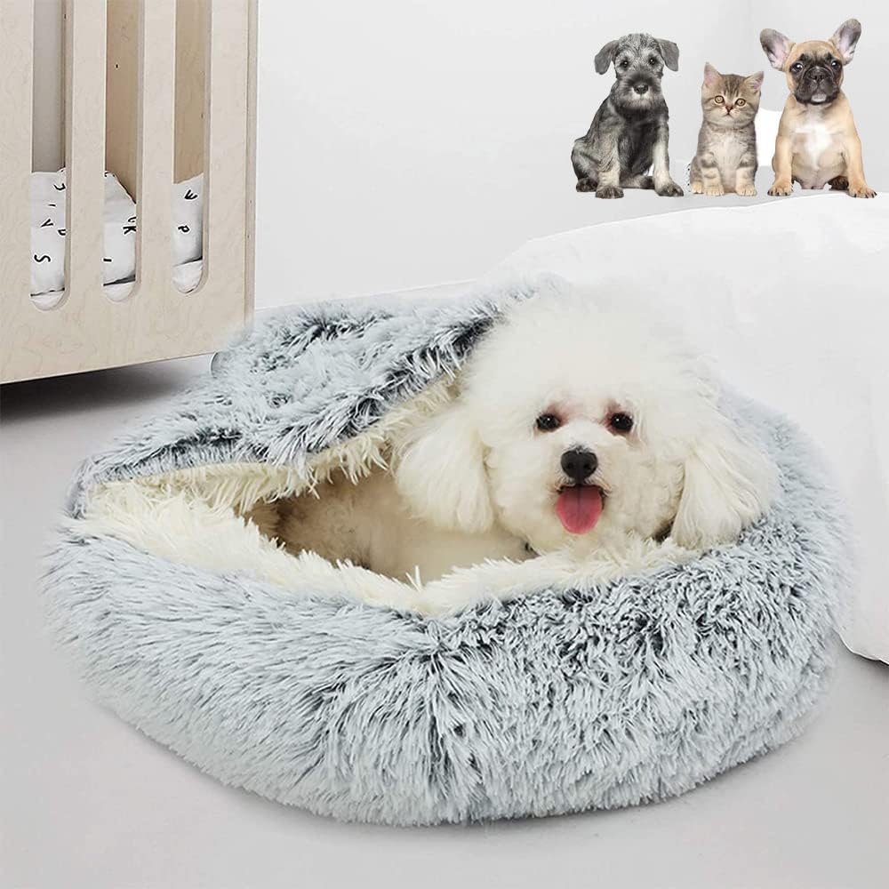 Glaceon Plush Round Hooded Pet Bed, Fluffy Soft Cat Bed, Donut Pet Cushion, Winter 2 in 1 Cat Bed Round Warm Pet Bed House Long Plush Cat Bed Warm Sleeping Bag Sofa Cushion (B0CJRRGD31) Amazon Price History, Amazon Price Tracker