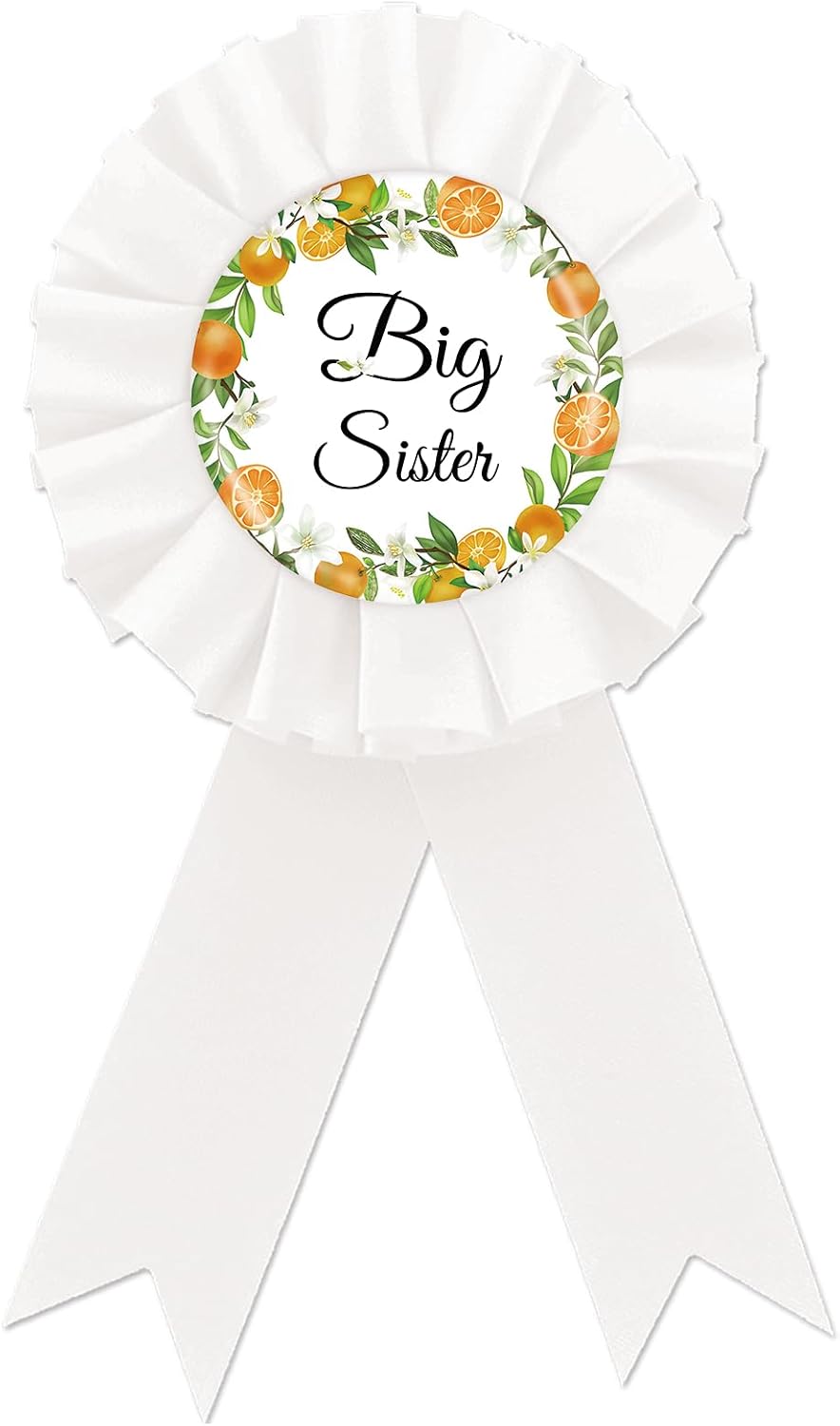Orange Big Sister Tinplate Badge Pin, Little Cutie Birthday Girl Button Pin, Sister to Be Rosette Badge Pin for Baby Girl, Little Cutie Brooch Buttons for Baby Shower/Birthday Party Decoration