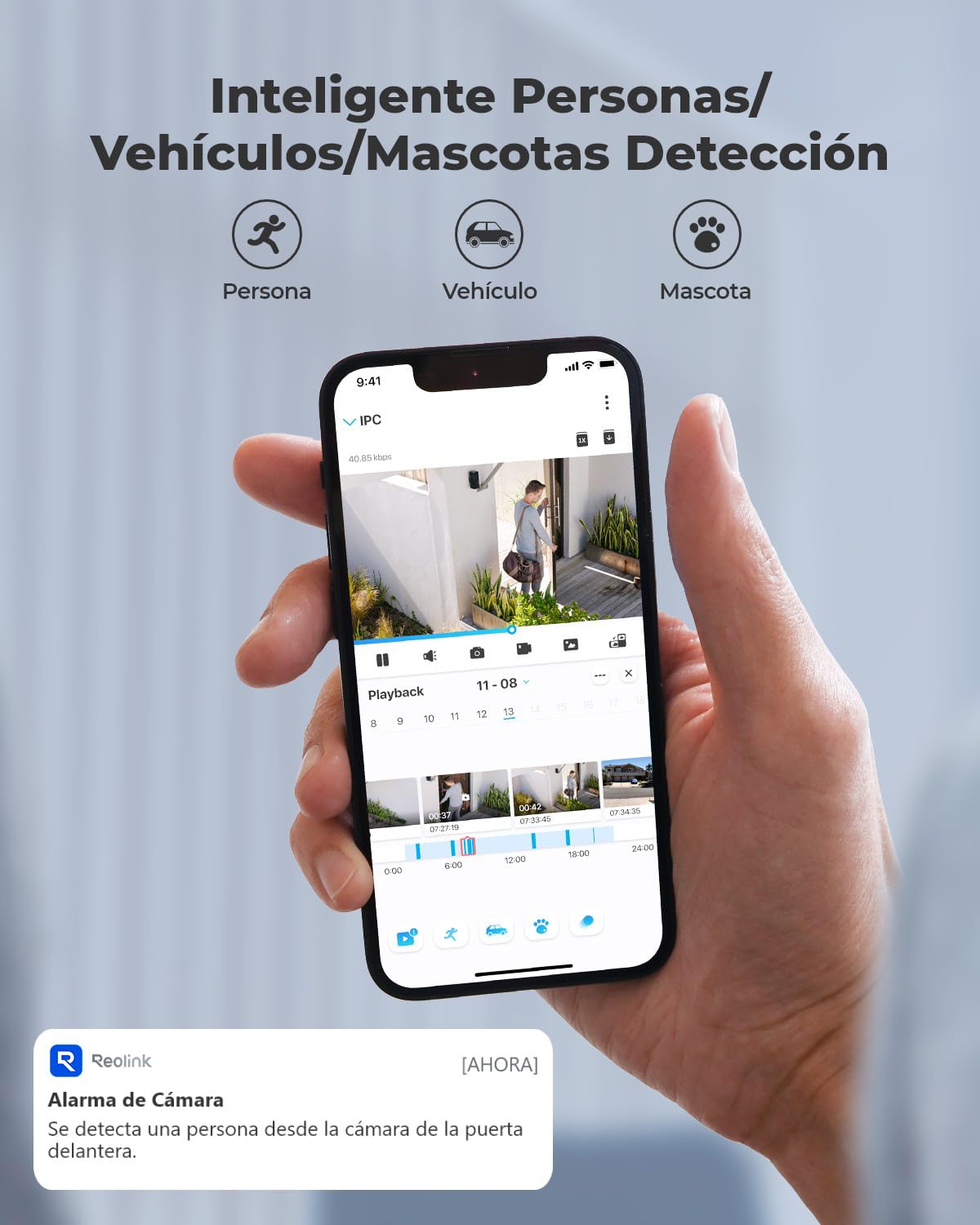 Reolink 12MP Camara IP PoE Exterior con Foco, Camara Vigilancia con Detección de Personas/Vehículos/Pets, Visión Nocturna en Color, Audio Bilateral, Lapso de Tiempo y Alerta de Movimiento, RLC-1212A