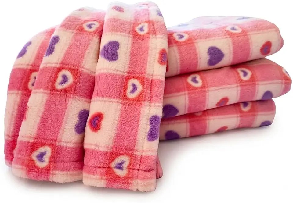 Manta Pet Super Luxo, Fofa e Macia, Estampas de Corações e Estrelas, Multiuso para Sofá, Cama,Carro,75 cm x100 cm (ROSA)
