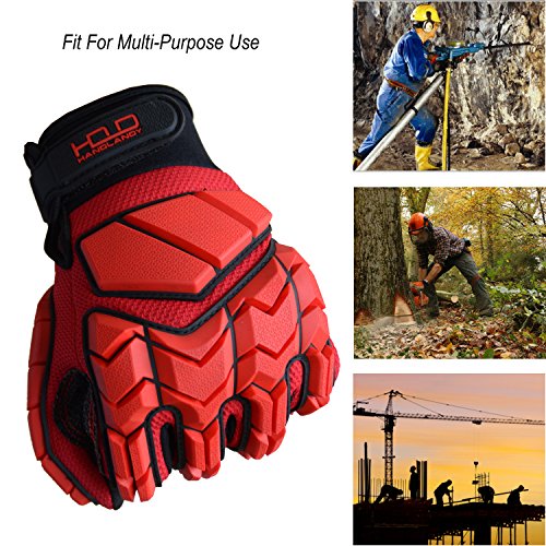 Handlandy Anti Vibration Gloves, Sbr Padding, Tpr Protector Impact Gloves, Men Mechanic Work Gloves (Large) #TOP3