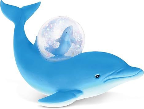 COTA Global Dolphin Snow Globe - Ocean Life Animal Water Globe Figurine with Sparkling Glitter, Zoo Collectible Novelty Ornament for Home Decor, for Birthdays, Christmas, Valentine - 45mm