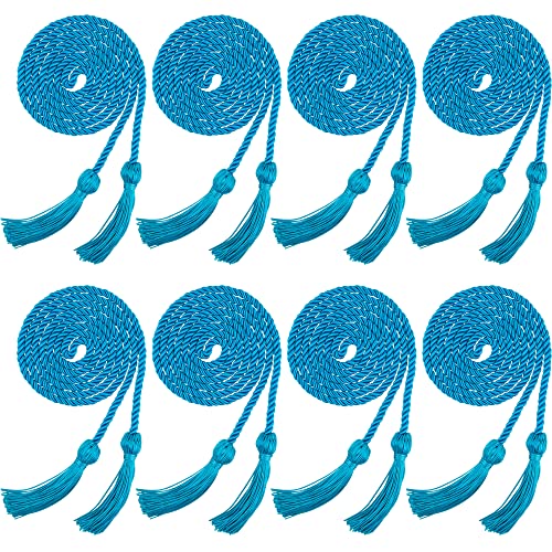 Image of Trounistro 8 Pieces Graduation Cords Yarn Honor Cords with Tassel for College Graduation Students (Peacock Blue)