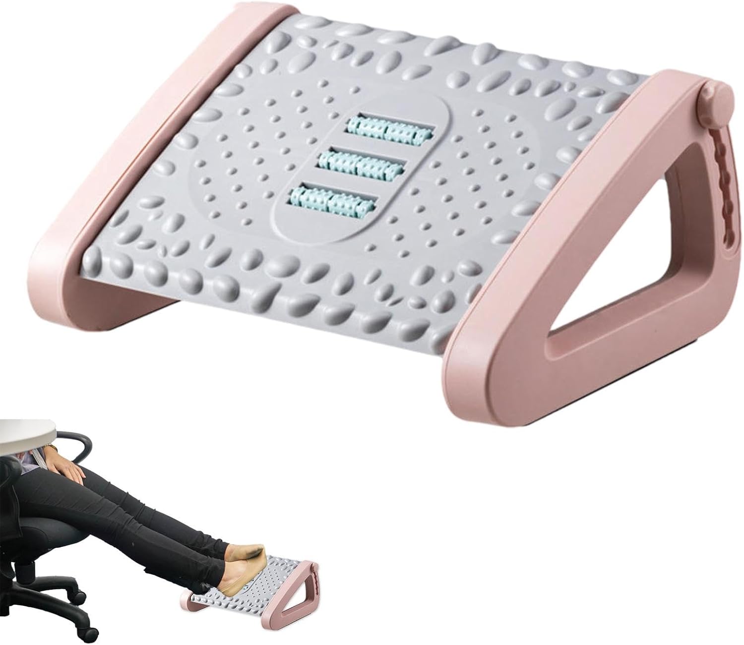 調節可能なマッサージフットスツール 43x20x32cm ノード付き ポリプロピレン製 人間工学的 高さ調整 ポータブルフットレスト