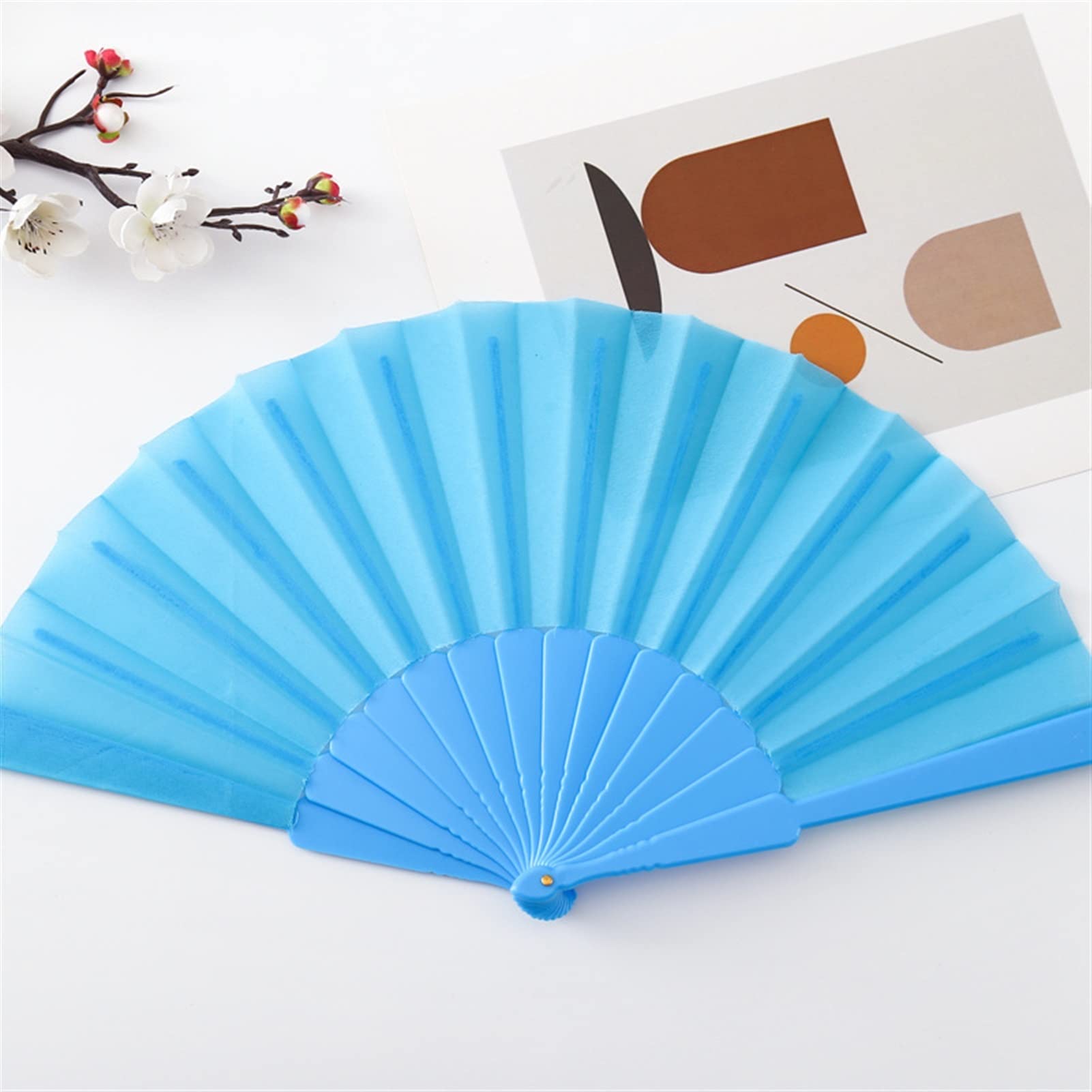 LKLNKVL folding fan, Folding Hand Fan - Room Decoration Gift Craft Plastic Hold Chinese Style Dance Performances Held Party Wedding Supplies Decorative(H)