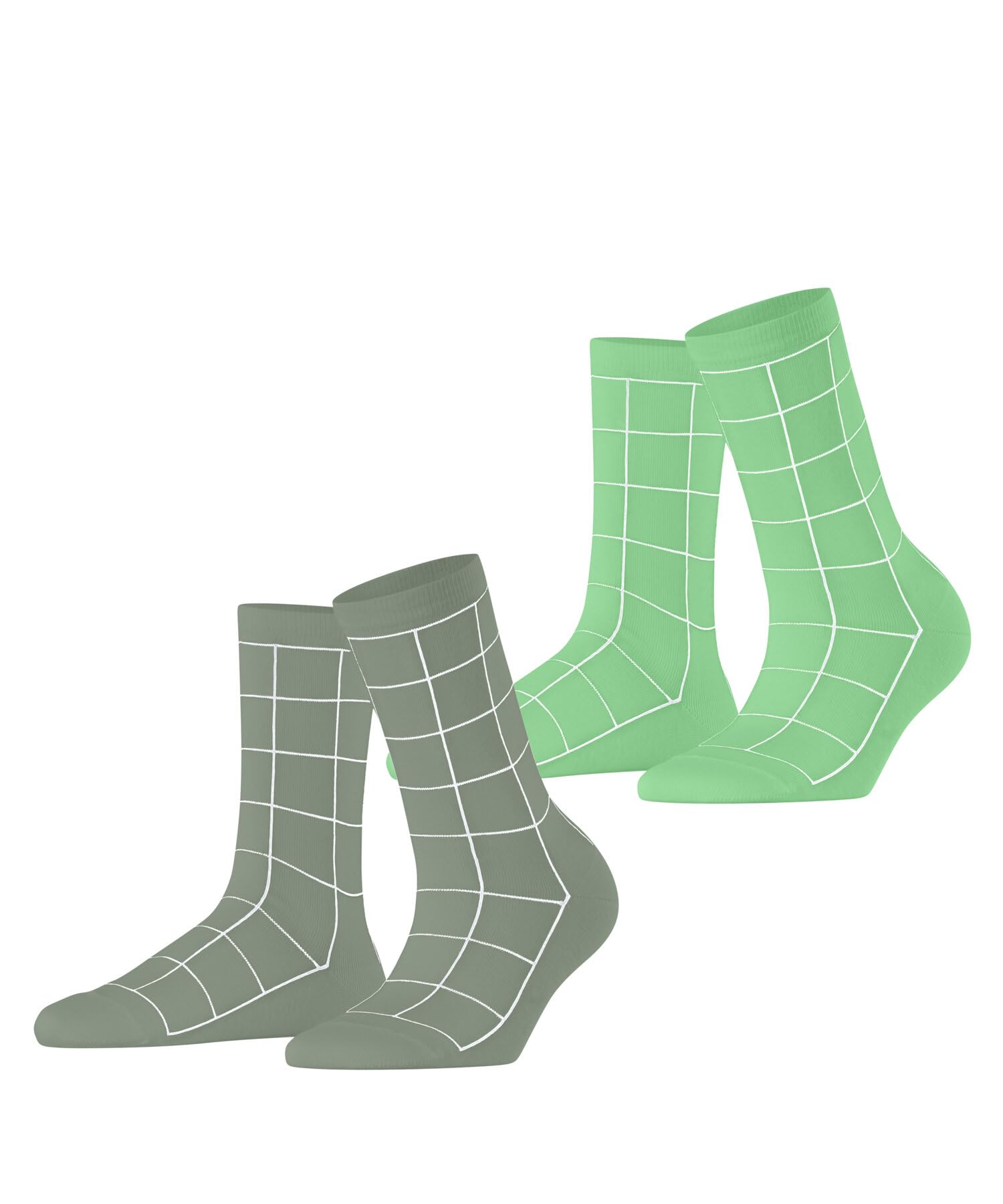 ESPRIT Damen Sketched Grid 2-Pack Socken atmungsaktive biologische Baumwolle gemustert 2 Paar