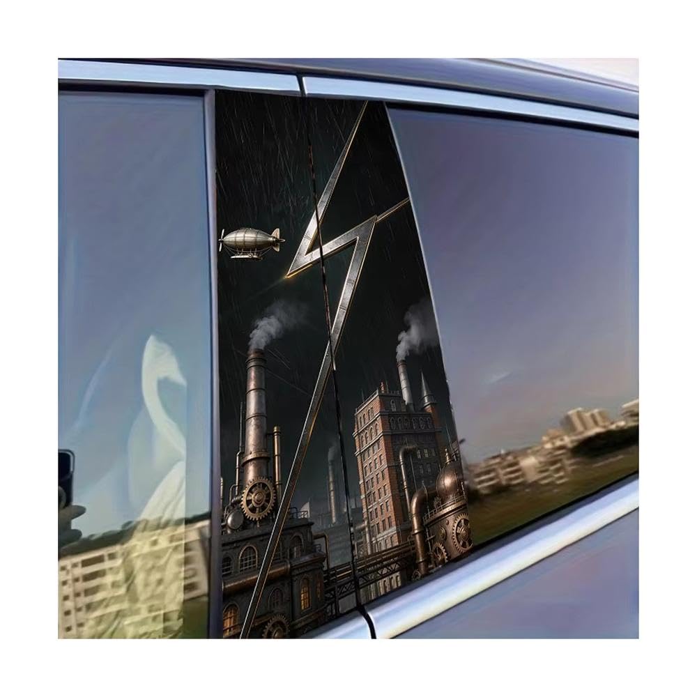 Auto Accessory 2pcs Car B-Pillar Sticker Lightning Logo Glossy Material Protective Film